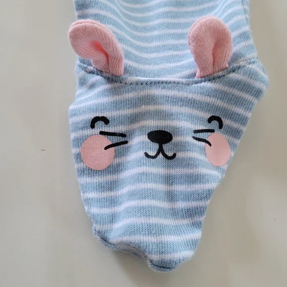 BABY GIFT SET Old Navy footed striped pj's & BABY KISS Towel & Washcloths Blue - Picture 3 of 14